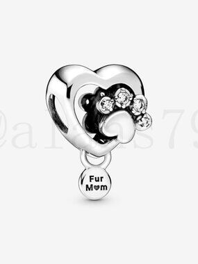 Pandora Sparkling Paw Print & Heart Charm